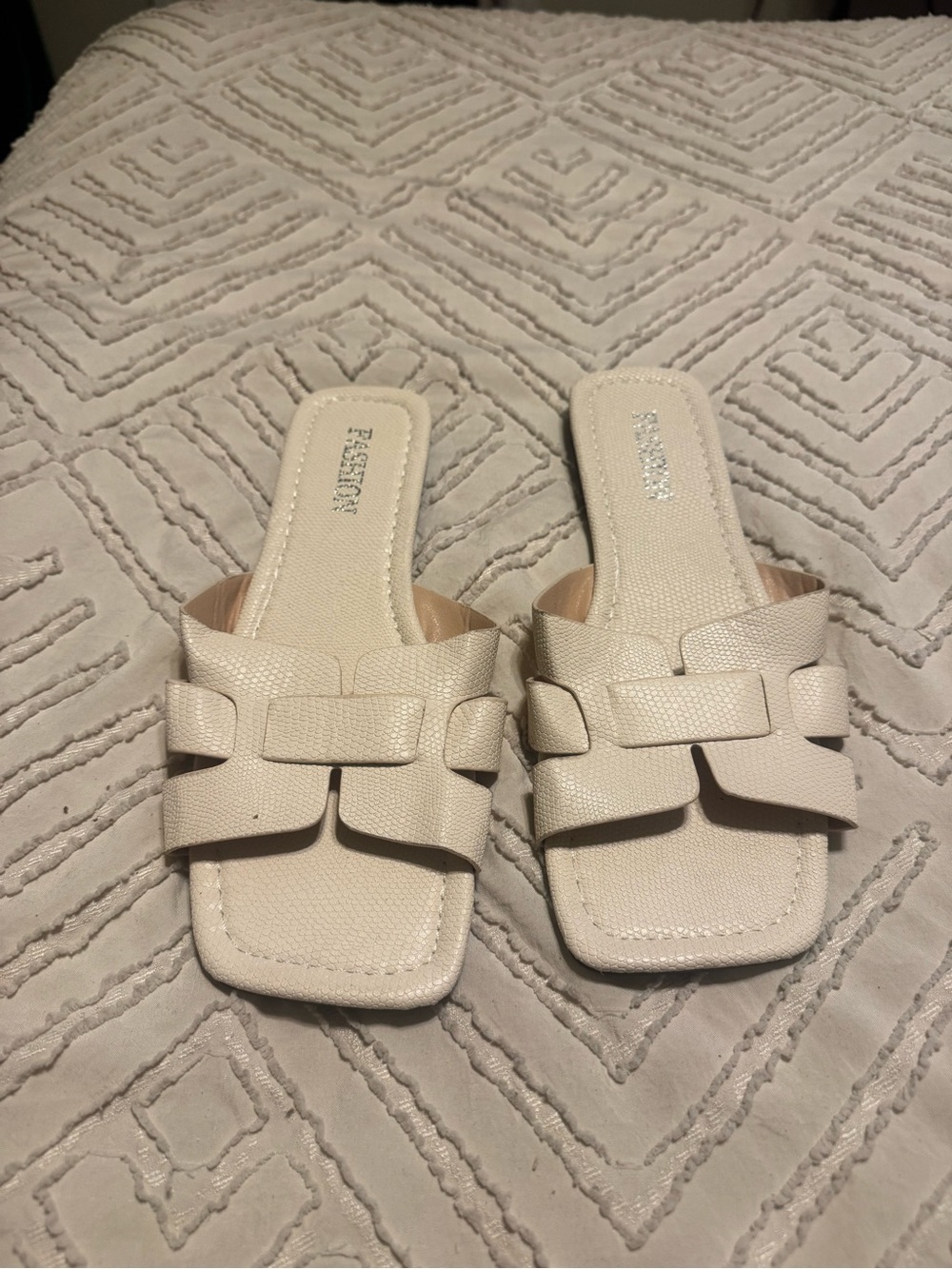 Fergalicious Women’s Cream Braided-Style Slide Mules